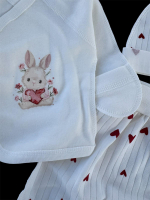 Комплект 3в1: льоля, повзунки, шапочка "Серденько", інтерлок, трикотаж рубчик ТМ “Happy ТoТ” (56 см)