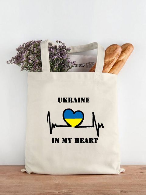 Екосумка-шопер з двунитки бежева Ukraine in my heart-2 Love&Live