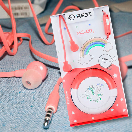 Мультяшні дротові навушники, кольорові навушники-вкладки для дітей із чохлом MC-130 Червоні/626