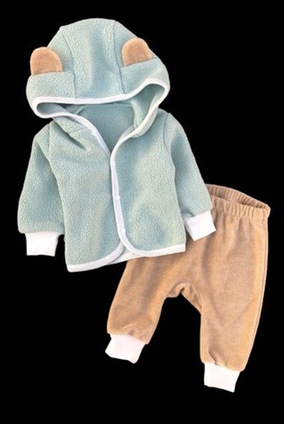 Костюм 2в1: кофта, штани "Ведмежа", набивна махра, велюр, ТМ "Happy ТоТ" (74 см)