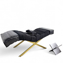 Анатомічна кушетка Mark 555-03 з підголовником та поперечною прошивкою для лашмейкерів та бровістів