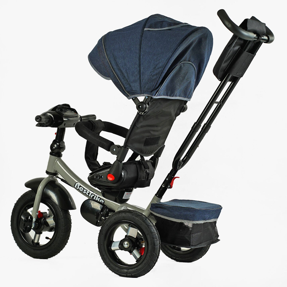 Дитячий триколісний велосипед Best Trike 6088 F надувні/фара, з USB, пультом, батьківською ручкою