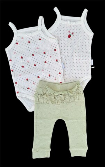 Набір одягу для дівчинки: боді-майки, штани "Strawberry", рібана ажур ТМ "Andy Wawa", ТМ "George" (62 см)