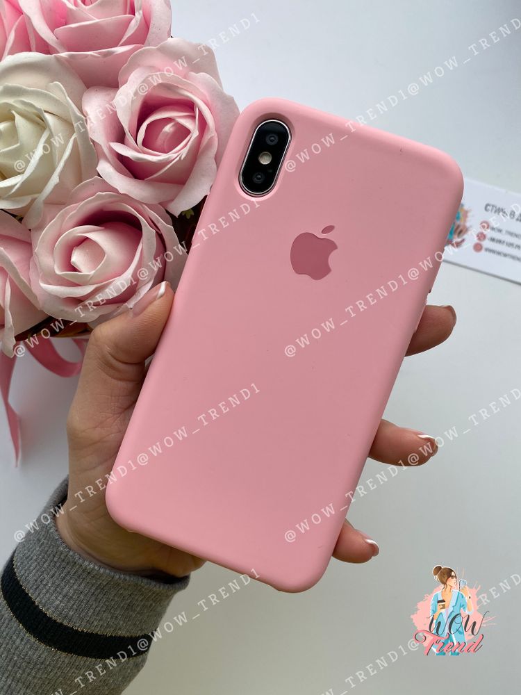 Чехол iPhone X/XS Silicone Case /light pink/ розовый 1:1