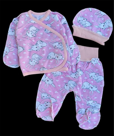 Комплект 3в1: сорочечка, повзунки, шапочка "Мікс", футер ТМ "UA"