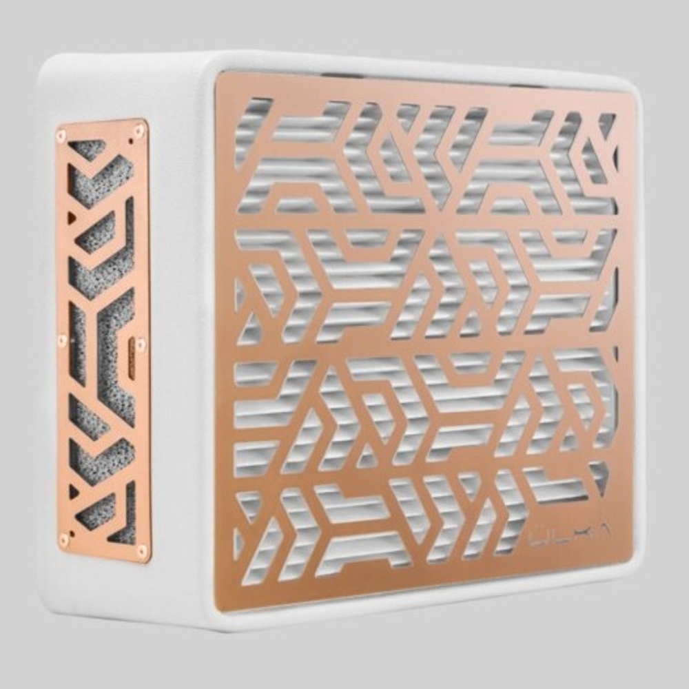 Витяжка для манікюру настільна Ulka Pemium з фільтром, колір білий (сітка рожеве золото)