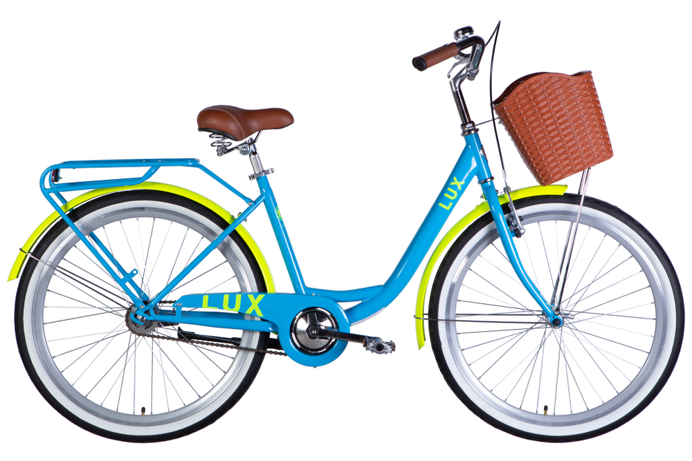 Велосипед городской 26 дюймов Dorozhnik Lux Velosteel 2025 с корзиной и багажником, рама 17"