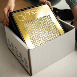 Настільна манікюрна витяжка з фільтром Hepa Teri Turbo M, колір чорний (сітка золота)