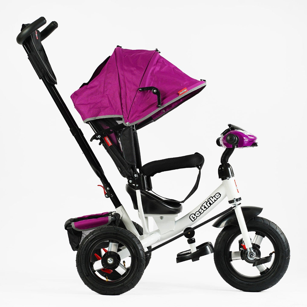 Дитячий триколісний велосипед Best Trike 3390 надувні/фара, з USB, пультом, батьківською ручкою