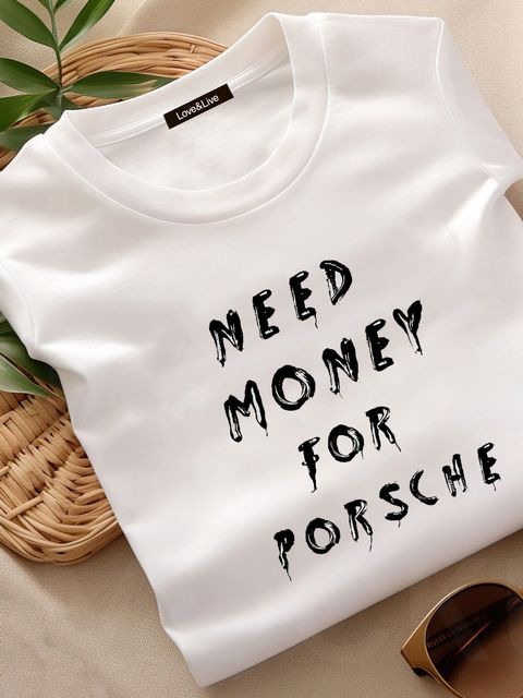 Футболка женская белая Need money for Porsche Love&Live фото 1