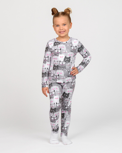 Термобілизна для дівчинки з принтом сірі котики (арт. 5722400115)