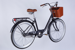 Велосипед городской 26 дюймов Dorozhnik Lux Velosteel 2025 с корзиной и багажником, рама 17"