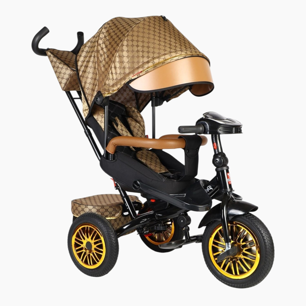 Дитячий триколісний велосипед Best Trike Perfetto 8066 надувні колеса, музична панель + USB, з батьківською ручкою