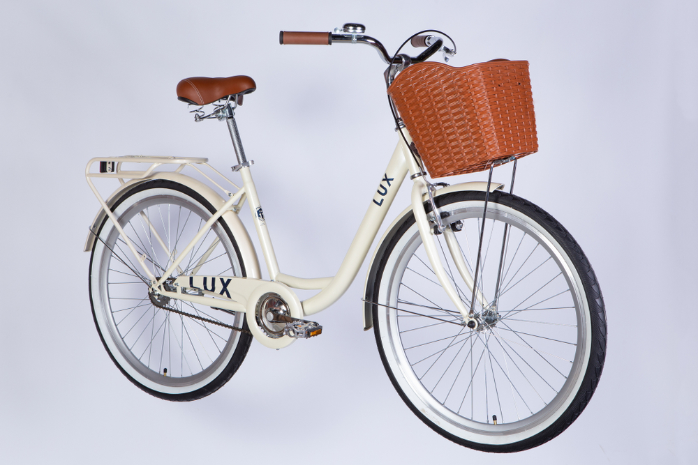 Велосипед городской 26 дюймов Dorozhnik Lux Velosteel 2025 с корзиной и багажником, рама 17"