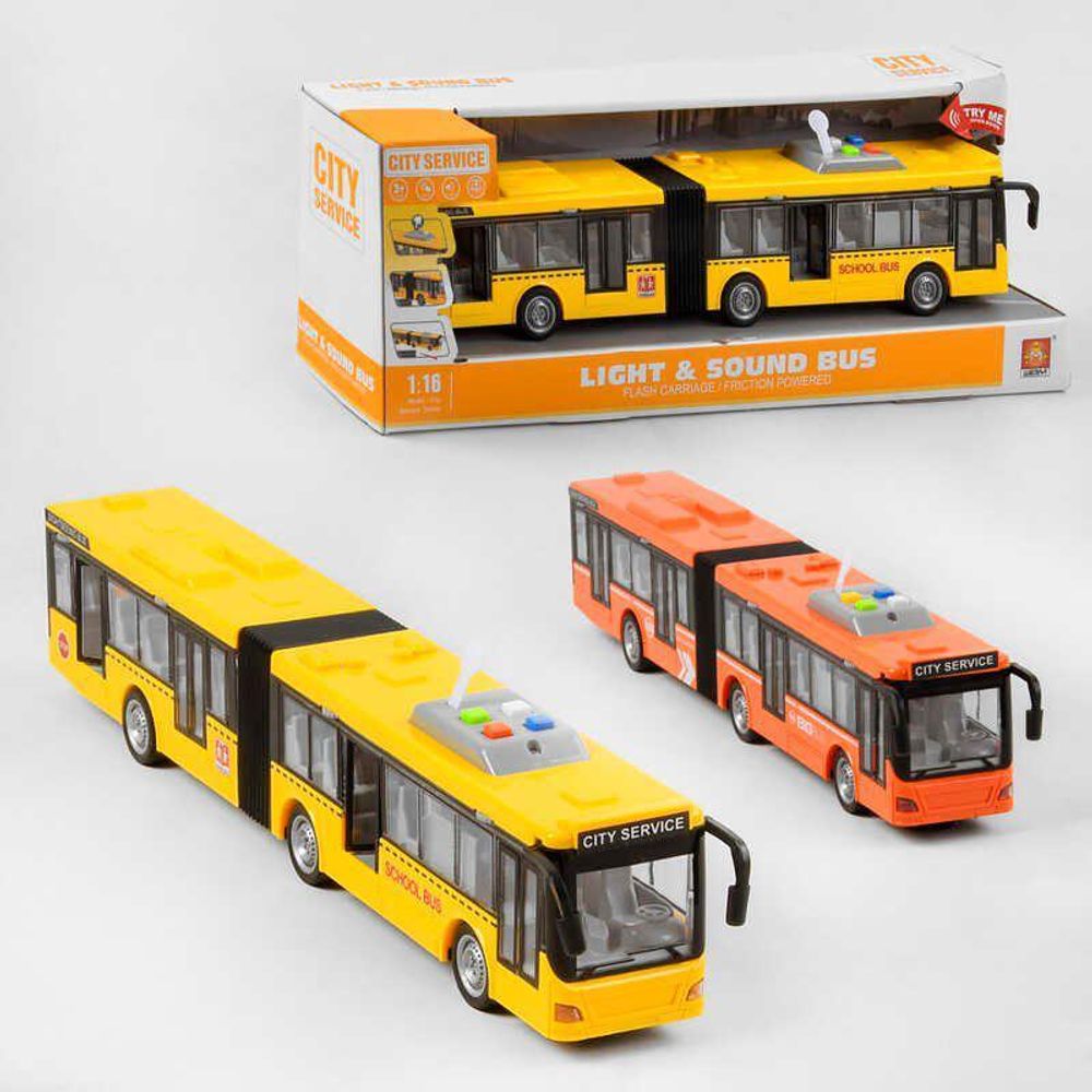 Игрушечный Автобус WY 913 AB (18), свет, звук, инерция/Желтый, оранжевый