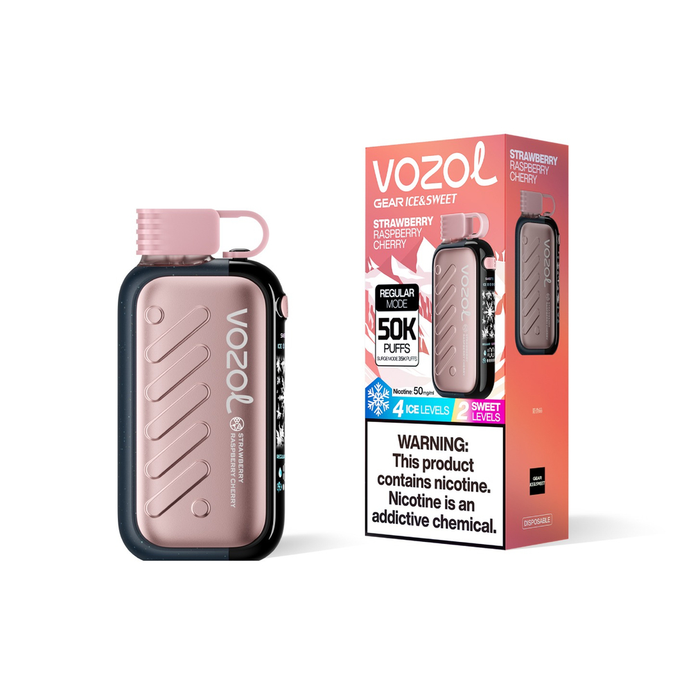 Vozol GEAR ICE & SWEET 50000 - Strawberry Raspberry Cherry (5% nic)