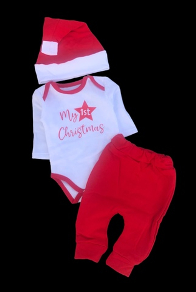 Комплект 3в1: боді з довгим рукавом, штани, шапочка "Святковий", футер ТМ "UA"