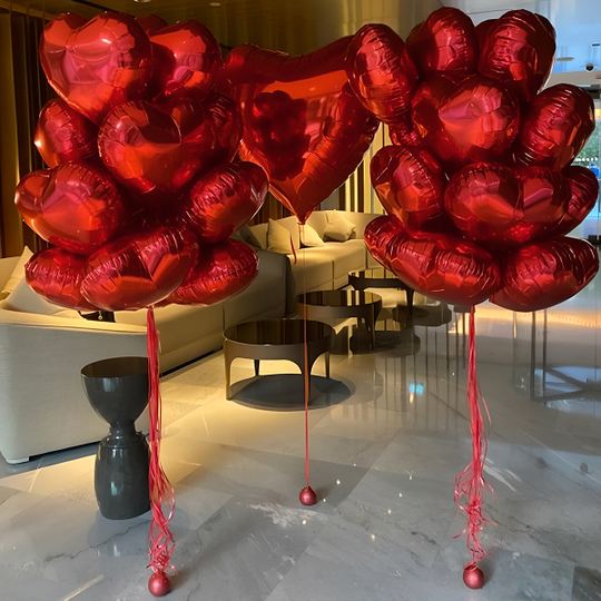Кульки червоні сердечки з гелієм