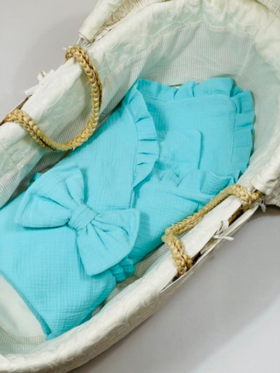 Конверт-ковдра з бантом, муслін, хлопкопон, 80*80 см, ТМ "UA"