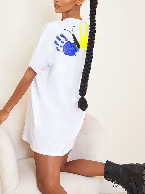 Сукня-футболка біла з подовженим рукавом Butterfly palm UA Love&Live