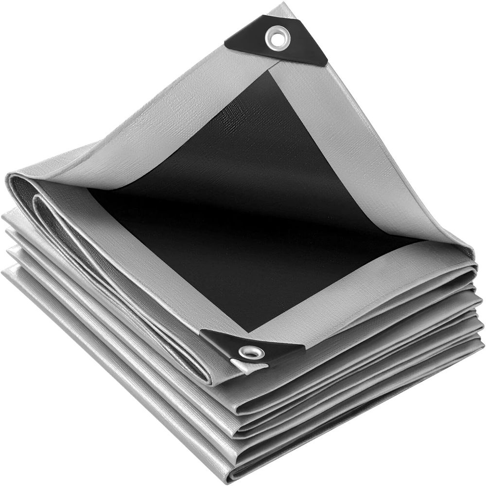 Тент 6х10 от дождя и снега 250г./м2 (серый/черный). Усиленные края.