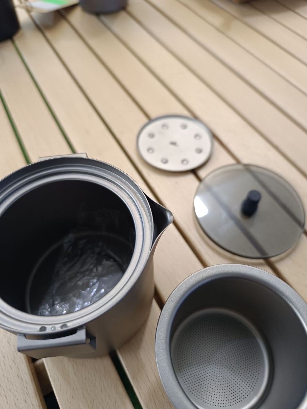 Заварочный чайник походный серый