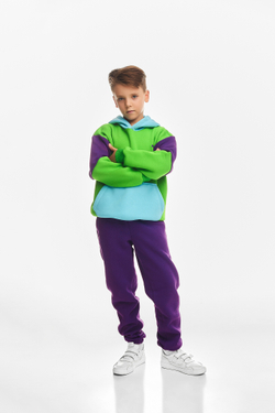Дитячий спортивний утеплений костюм Kindamor Cozy Champion Purple/Green, фліс для хлопчика