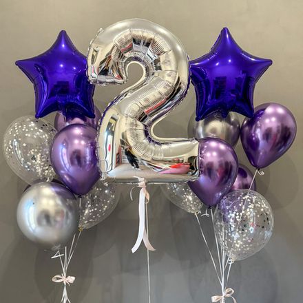 Шарики с гелием с цифрой, фиолетовые