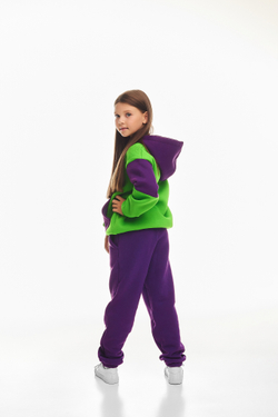 Дитячий спортивний утеплений костюм Kindamor Active Heat Purple/Green, фліс для дівчинки