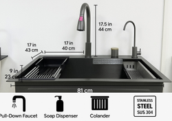 Кухонная мойка из нержавеющей стали SUS 304, серый матовый