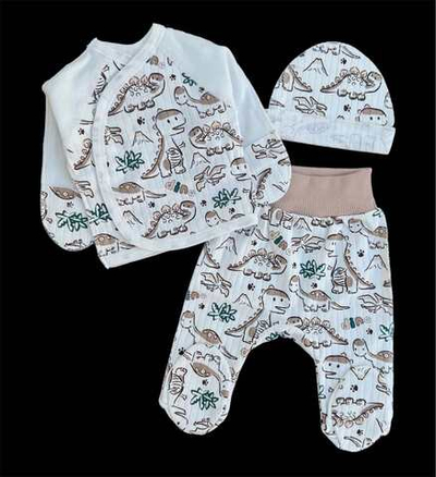 Комплект 3в1: льоля, повзунки, шапочка "Принт", інтерлок ТМ “Happy ТОТ” (56 см)