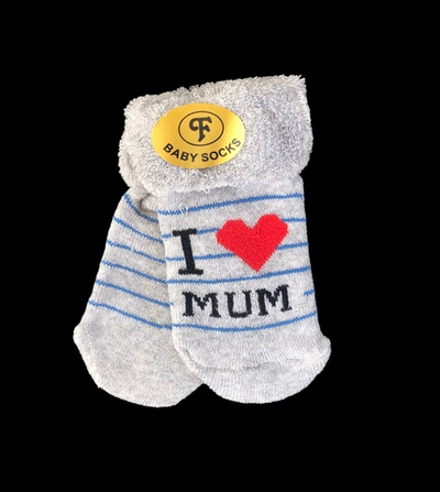 Шкарпетки "I love mum", махра ТМ "Baby socks" (0-6 міс)