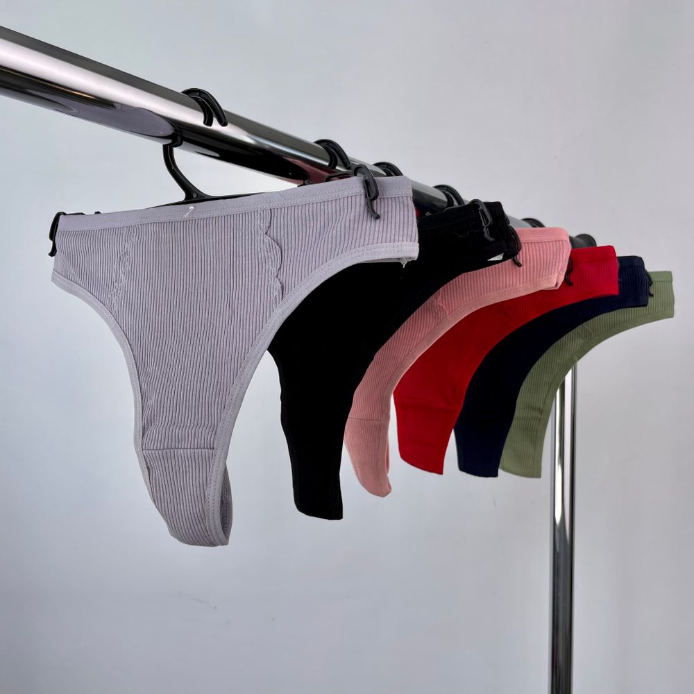 Стрінги в рубчик з вставками спереду