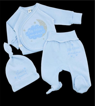 Комплект 3в1: сорочечка, повзуни, шапочка “Sunshine”, інтерлок ТМ “Mario Kids” (56 см)