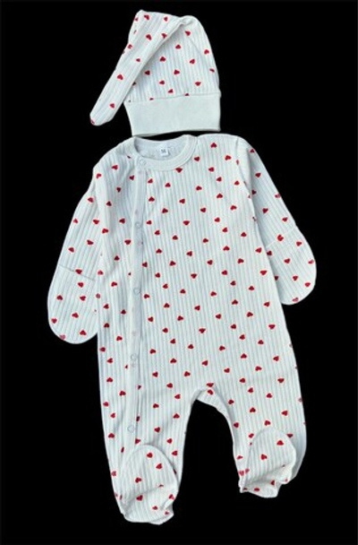 Чоловічок із шапочкою "Серденько", мустанг (трикотаж рубчик) ТМ “UA” (56 см)