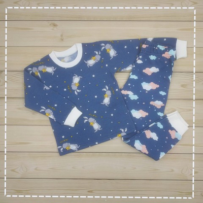 Костюм для дому та сну (піжама) "Зайчики", двунитка з начосом ТМ "Ua"
