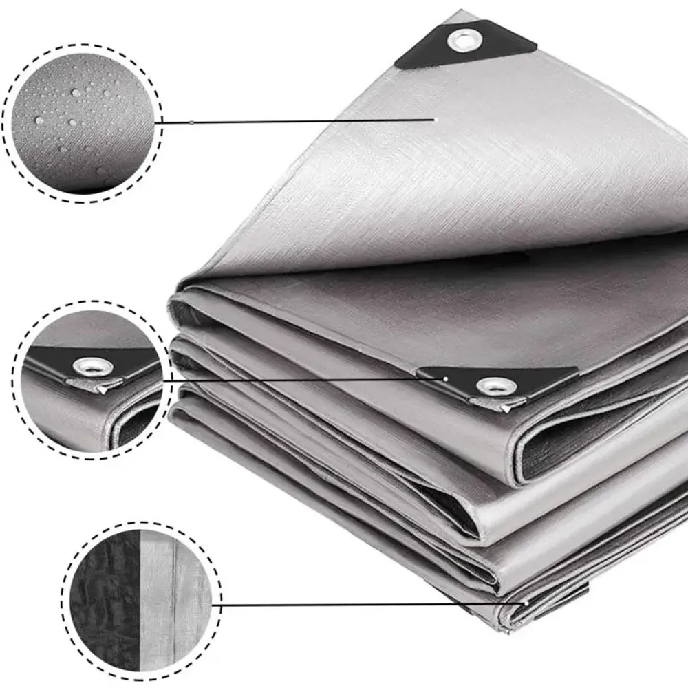 Тент 2х3 от дождя и снега 200г./м2 (серый) тарпаулиновый. Усиленные края.