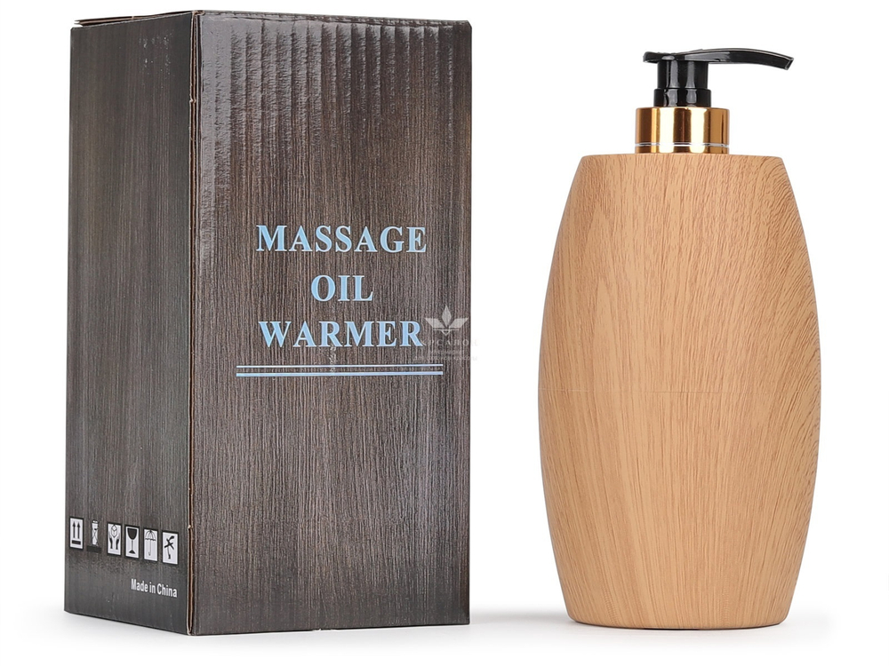 Підігрівач для масажної олії з флаконом 300 мл, світло-коричневий