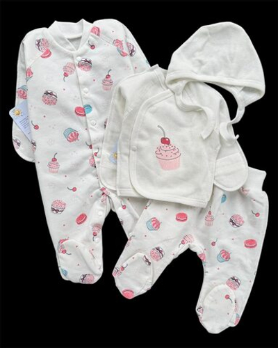 Комплект 4в1: чоловічок, льоля, повзунки, шапочка "Вишенька", футер ТМ "Happy ТoТ"