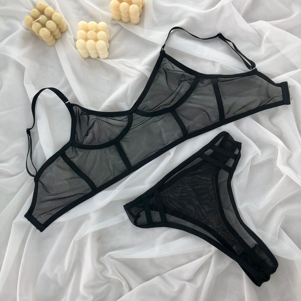 Прозорий комплект з імітацією корсета