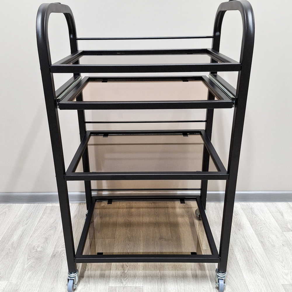 Косметологическая тележка стекло R-4v black