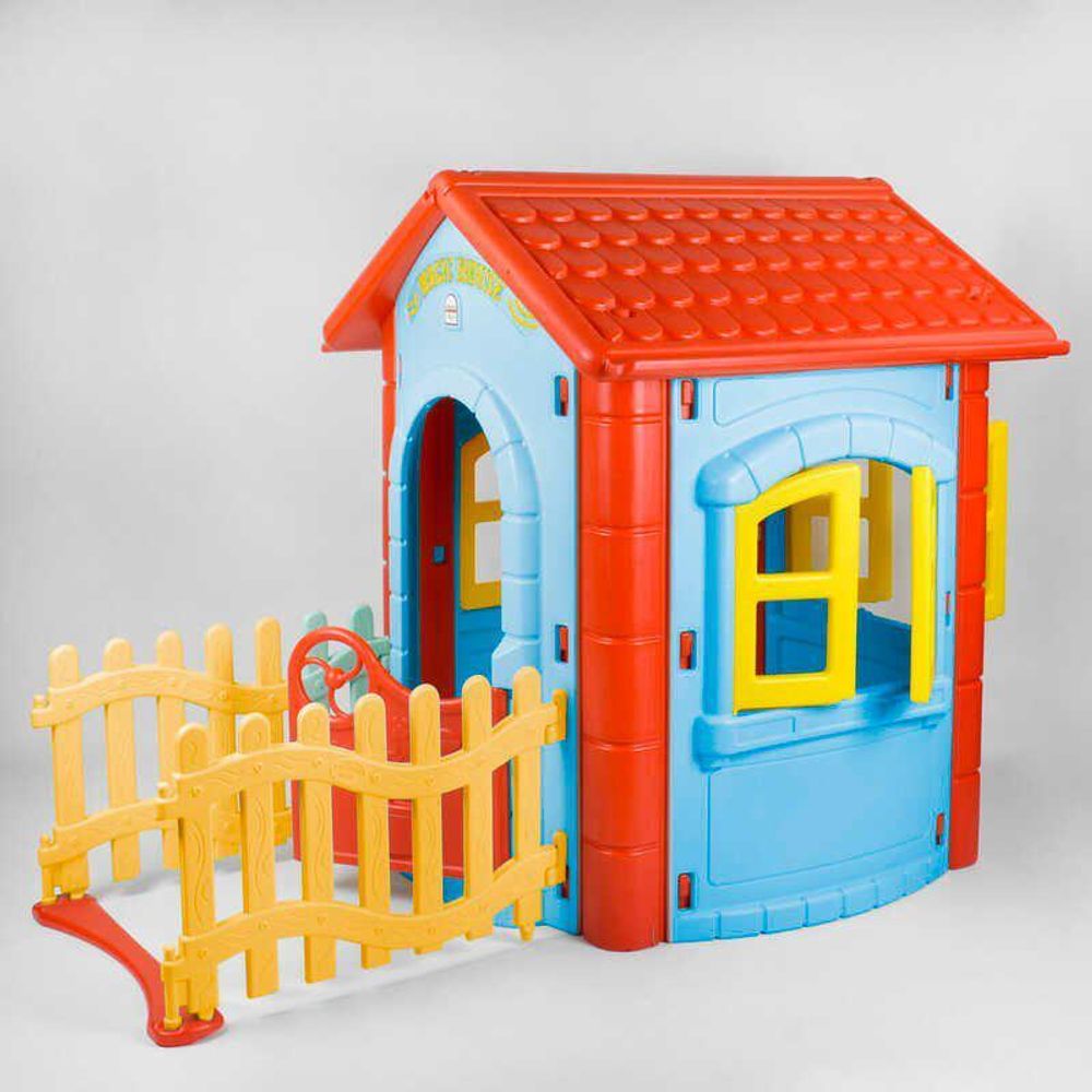 Игровой домик Pilsan Magic House Pilsan 06-194 (1) СИНИЙ С КРАСНЫМ, высота 1.3 м, длина с забором 2 м, в коробке