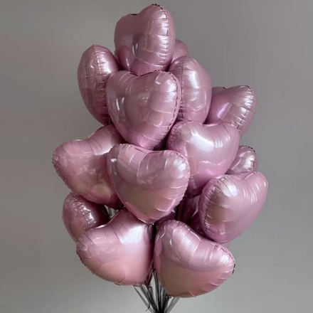 Розовые шарики сердца 19 штук