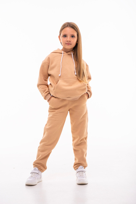 Дитячий спортивний утеплений костюм Kindamor Warm Autumn Beige для дівчинки, фліс бежевий
