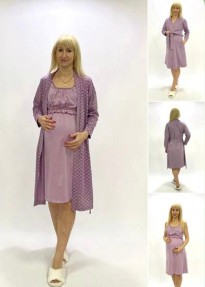 Комплект 2в1, для вагітних і годуючих мам, бавовна: халат, сорочка "Мікс", бавовна, ТМ "Trico" (розмір L)