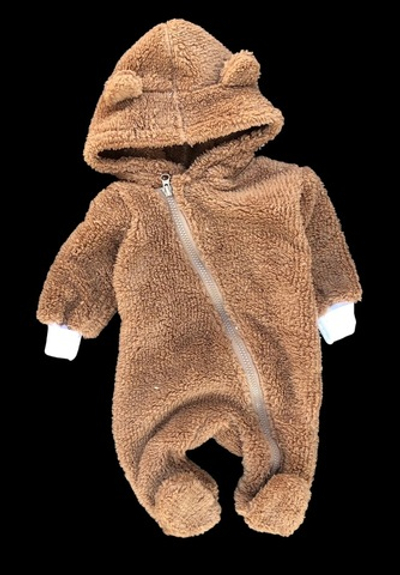 Комбінезон (ромпер) з капюшоном "Ведмежатко", набивна махра ТМ "Twinsbaby"