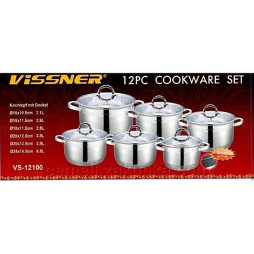 Набір каструль 12 предметів Vissner VS 12100 (2,1 л. 2,9 л. 2,9 л. 3,9 л. 3,9 л. 6,5 л.)