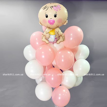 Воздушные шары с гелием на выписку розовые