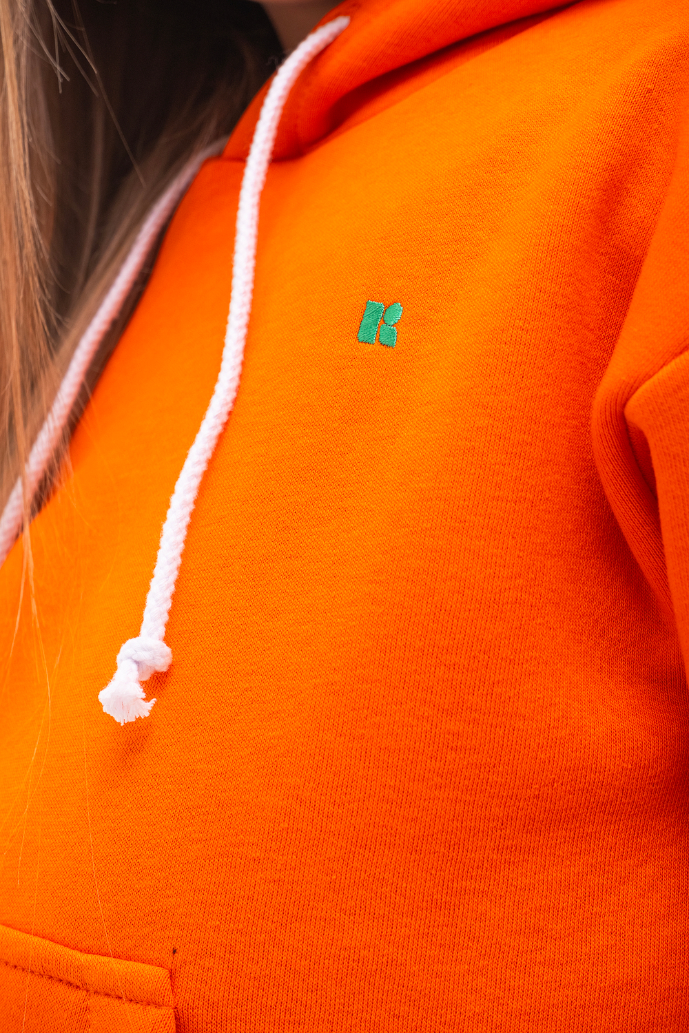 Дитячий спортивний утеплений костюм Kindamor Warm Autumn Orange для дівчинки, фліс помаранчевий з зеленим