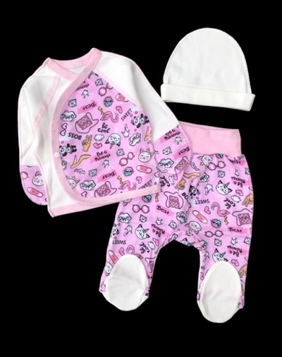 Комплект 3в1: льоля, повзунки, шапочка "Принт", інтерлок ТМ “Happy ToT” (56 см)